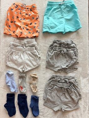 George Toddler Boys 2T Summer Bundle | 10 Shorts + 6 Bonus Socks